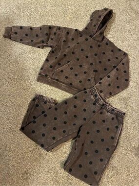 Gilded Intent Brown Polka Dot Kids Hoodie and Jogger Set
